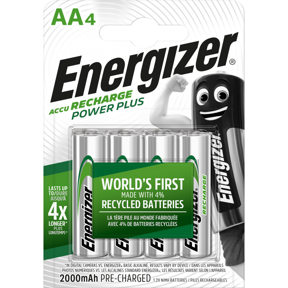 Lot de 4 piles rechargeable aa Power plus, 2500 mAh, ENERGIZER