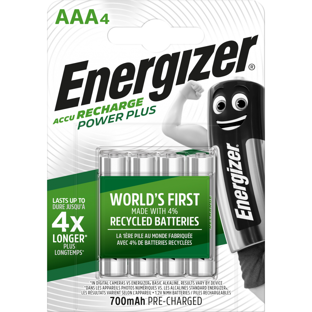 Lot de 4 piles rechargeable aaa Power plus, 700 mAh, ENERGIZER