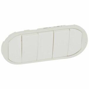 Enjoliveur large CELIANE pour interrupteur, va-et-vient ou poussoir 5 commandes blanc LEGRAND 068011