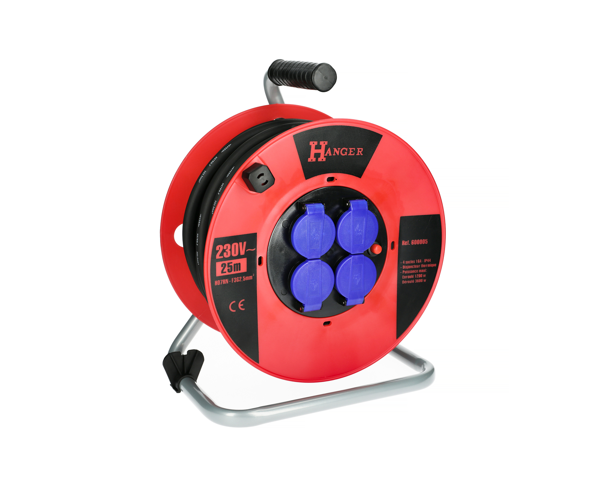 Enrouleur électrique 25 m H07RN-F 3G 2,5 mm2 HANGER 600005