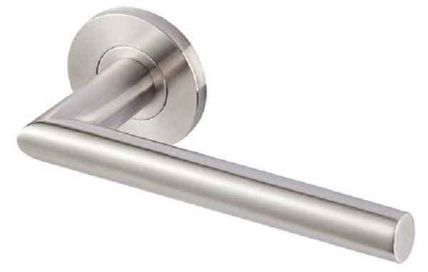 Ensemble béquille double sur rosace Ovalis forme L inox brossé VACHETTE 080877