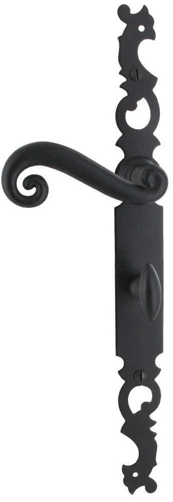 Ensemble sur plaque de style Cévennes entraxe 195 mm bec de cane condamnation droite noir BRIONNE V.1010743NR