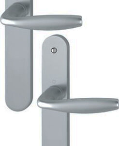 Ensemble sur plaque NEW YORK EA70 type bec de cane entraxe à 195 finition alu aspect inox HOPPE 3282007