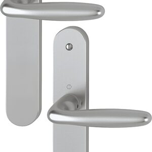 Ensemble sur plaques aluminium VERONA bec de cane finition F1 aspect argent HOPPE 758067