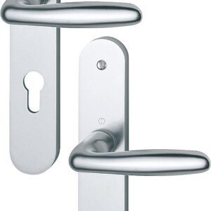 Ensemble sur plaques aluminium VERONA clé I pour cylindre européen finition F1 aspect argent HOPPE 3511682