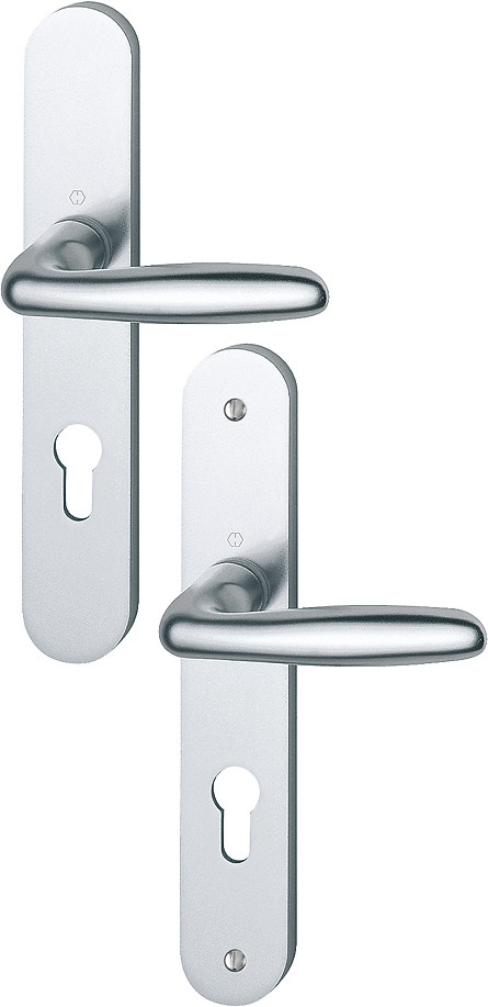 Ensemble sur plaques aluminium VERONA clé I pour cylindre européen finition F1 aspect argent HOPPE 3511682