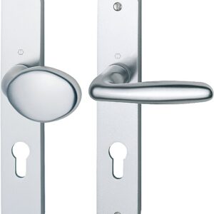 Ensemble sur plaques aluminium VERONA palière clé I pour cylindre eurpéen finition F1 aspect argent HOPPE 3057361
