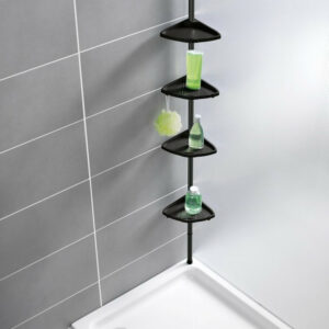Etagère de bain / douche d'angle télescopique noir à encastrer Compact