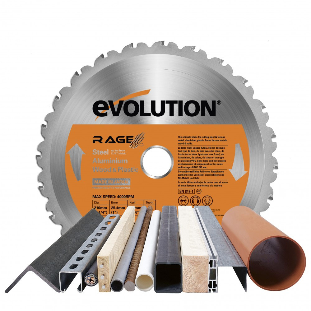 Lame carbure coupe multimatériau EVOLUTION pour scie à onglet, Diam.210 mm