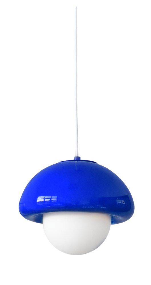 Suspension pop champi ceramique e27 bleu