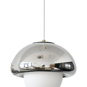 Suspension Pop champi verre, chrome, Diam.25 cm, E27