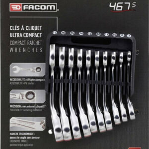 Jeu de 10 clés mixtes à cliquet courtes 8 à 14 mm FACOM 467BS.JP6PB