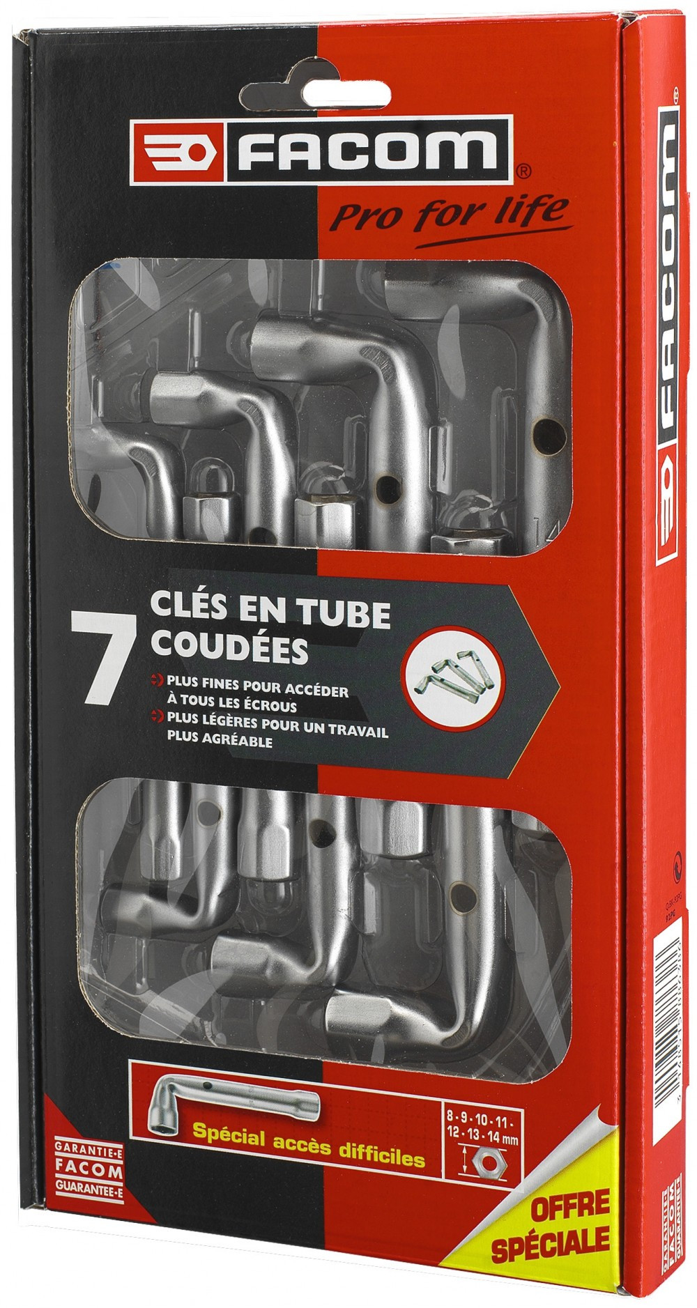 Lot de 7 clés à tube coudées en acier forgé FACOM 92 PG