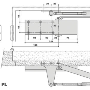 Ferme porte HL 100 force 2 - 4 bras à compas ISEO