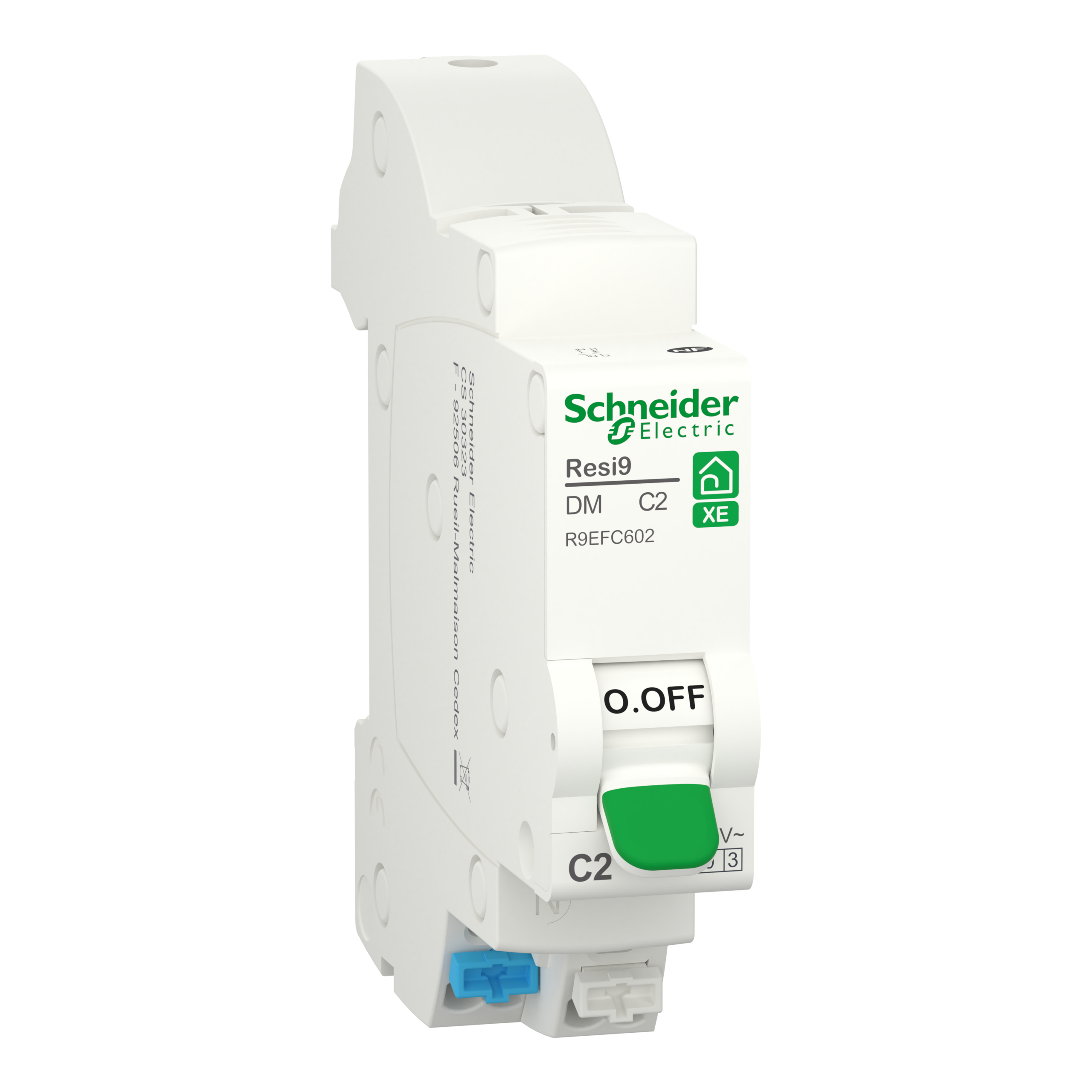 Disjoncteur SCHNEIDER R9EFC602 2A type C Auto 3kA 1P+N embrochable Resi9 XE