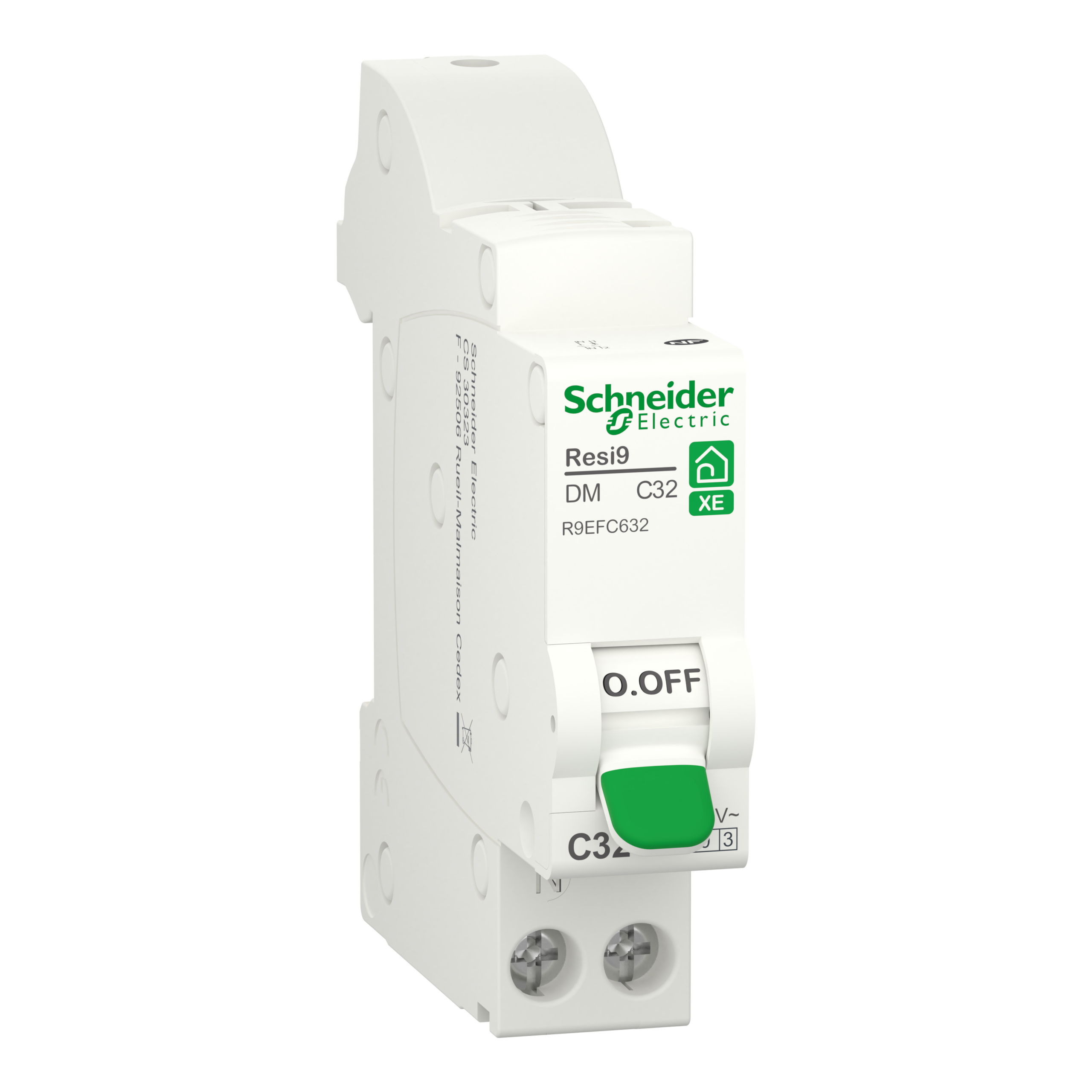 Disjoncteur SCHNEIDER R9EFC632 32A type C Auto 3kA 1P+N embrochable Resi9 XE
