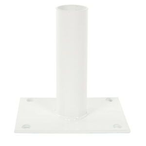 Platine BLANCHE pour poteau rond de portillon grillagé