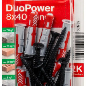 Lot de 10 chevilles multi-matériaux DuoPower FISCHER, vis noires Diam.8 x L.40 m