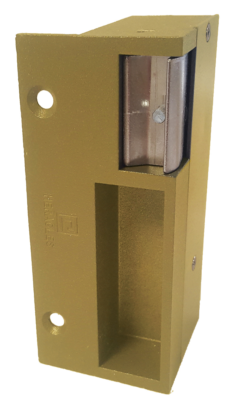 Gâche 2 temps or droite120 mm 12 / 24 V AC / DC + VARIS HERACLES PCA-1037D-OR