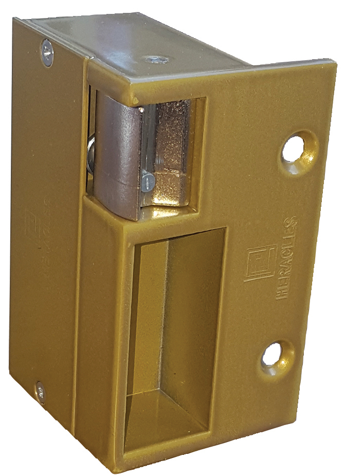 Gâche à rupture en applique 90 mm 12 / 24 V AC / DC gauche or + VARIS HERACLES PCA-10151I-OR