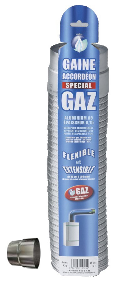 Gaine accordéon spécial gaz 111/116 mm +raccord TEN 15111
