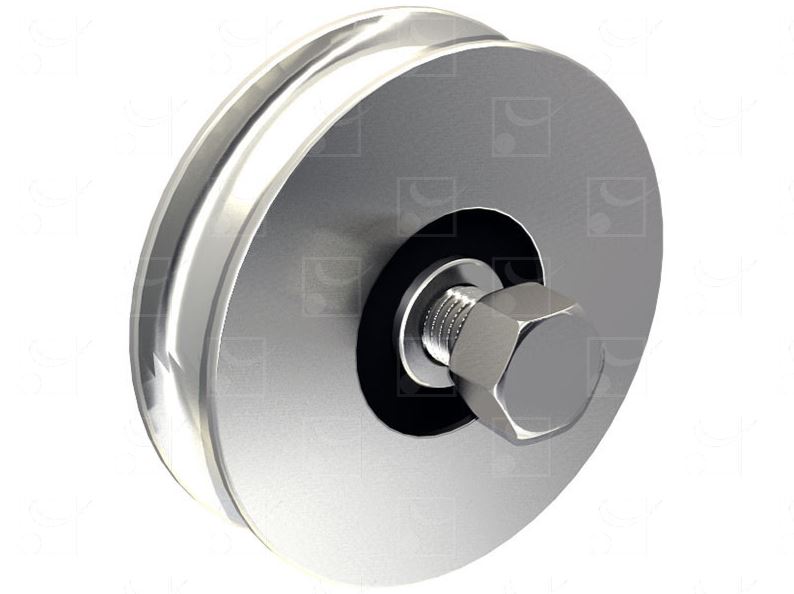 Galet diamètre 120 mm gorge ronde diamètre 21 mm acier zingué MANTION 20121R21