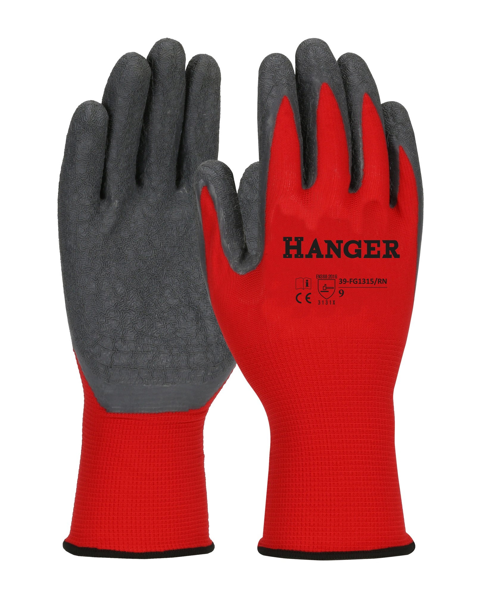 Gants de travail H-Dex enduit latex T 9 en paire de 12 HANGER 300016