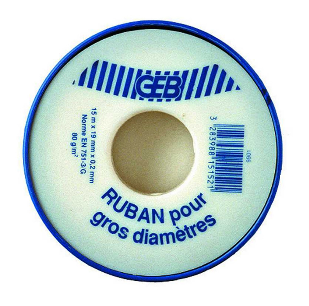 Ruban téflon ep.0.2 x l.19 mm x l.15 m GEB
