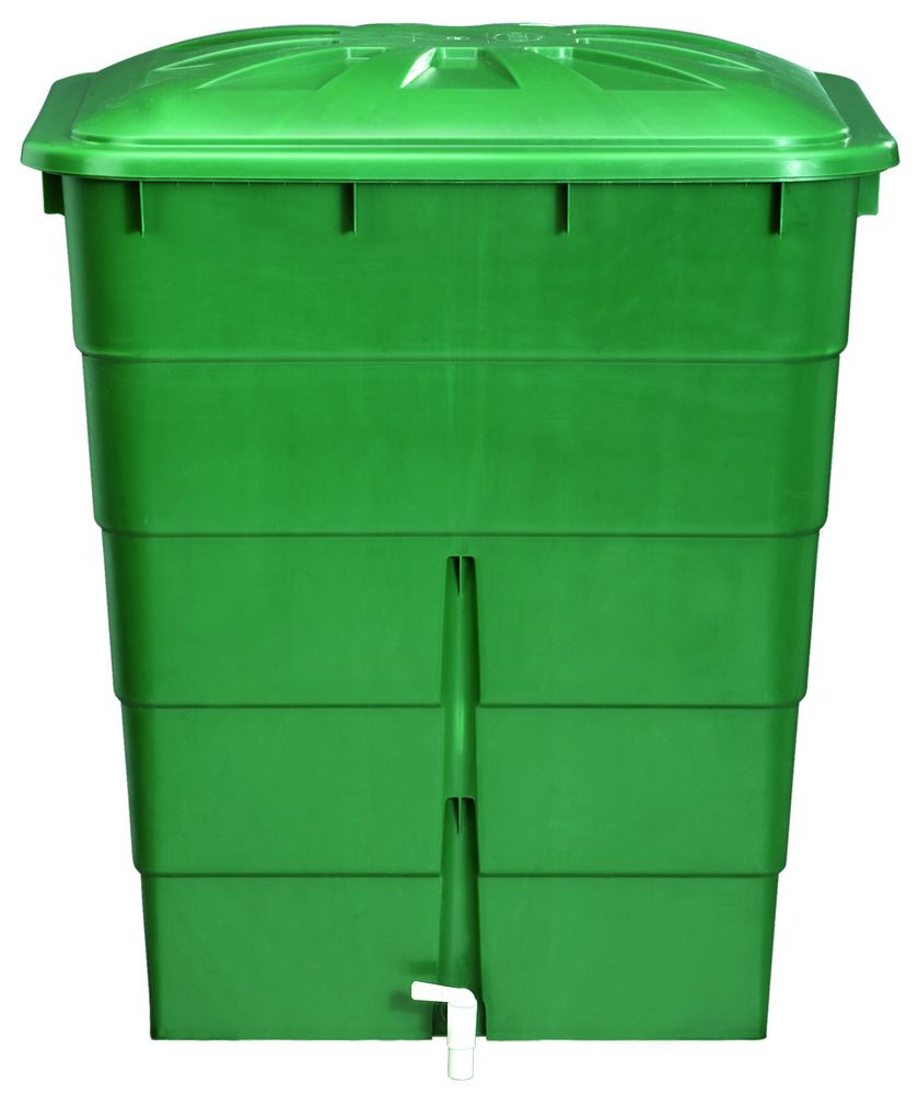 Cuve à eau rectangulaire 300L verte - couvercle et robinet PE inclus