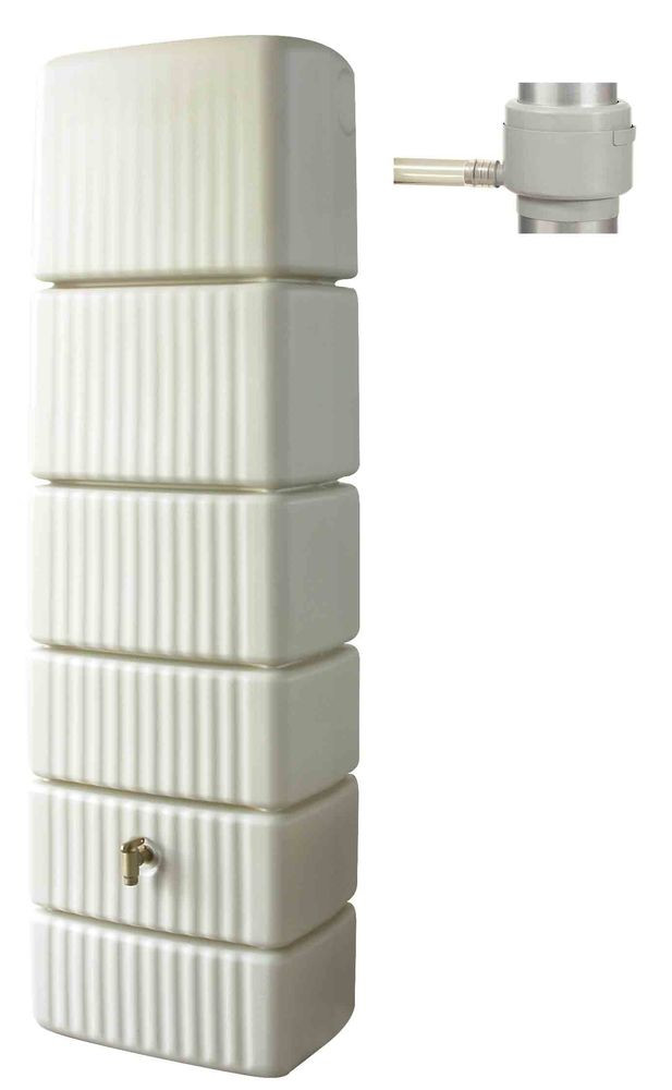 Cuve Murale Slim 500 L Sable avec robinet PE imitation laiton et Collecteur Filtrant Eco Gris