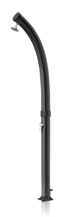 Douche solaire courbée d'extérieur en PVC noir - 22 l - robinet réglable