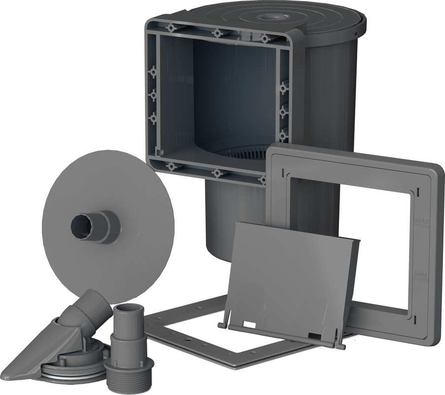 Ensemble skimmer pour piscines acier GRE - Gris