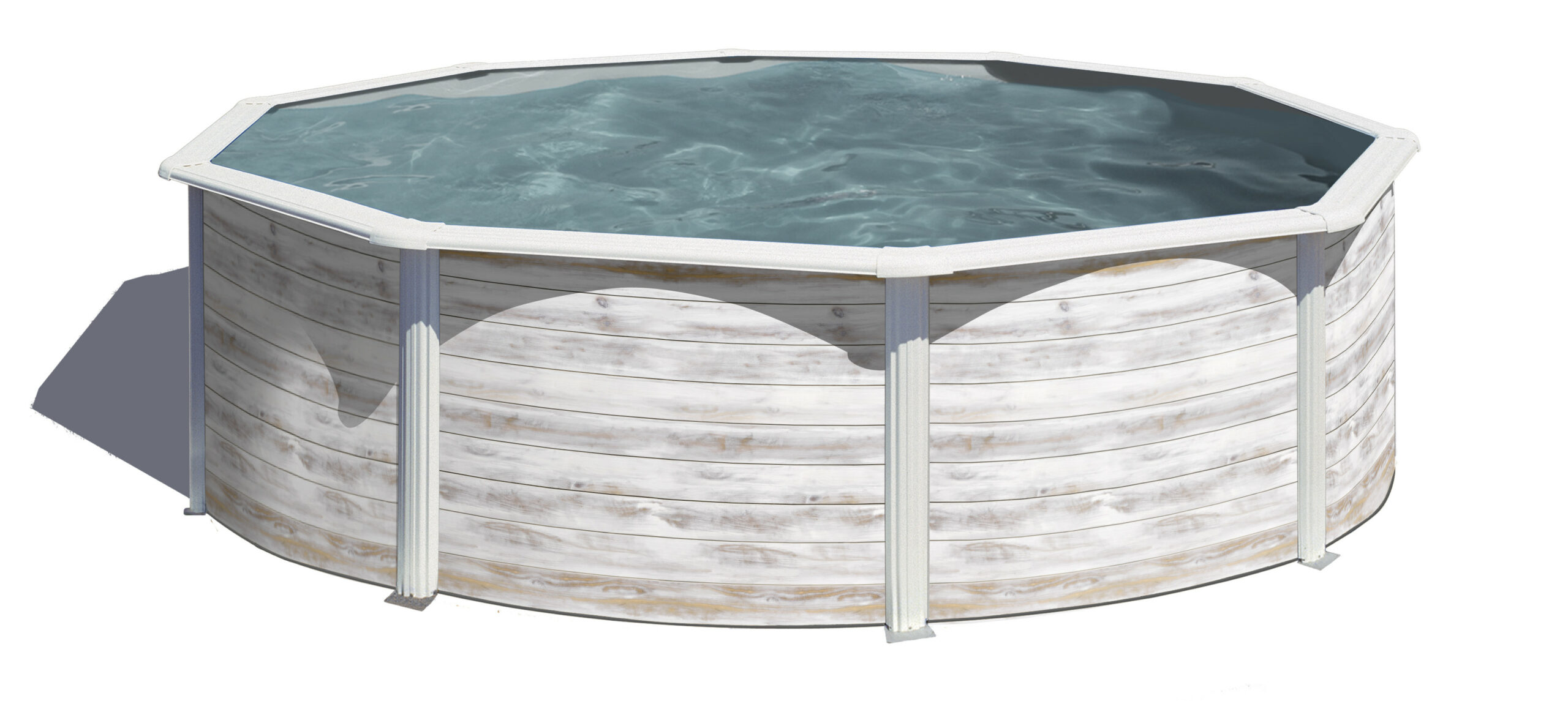 Piscine ronde acier Ø3,70m x H: 1,22m - Imitation bois Nordique