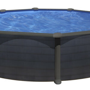 Piscine ronde acier Ø4,80m x H: 1,22m - Gris anthracite - Filtration à sable