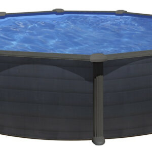 Piscine ronde acier Ø4,80m x H: 1,32m - Gris anthracite - Filtration à sable