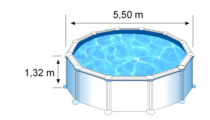 Piscine ronde acier Ø5,70m x H: 1,32m - Filtration à sable