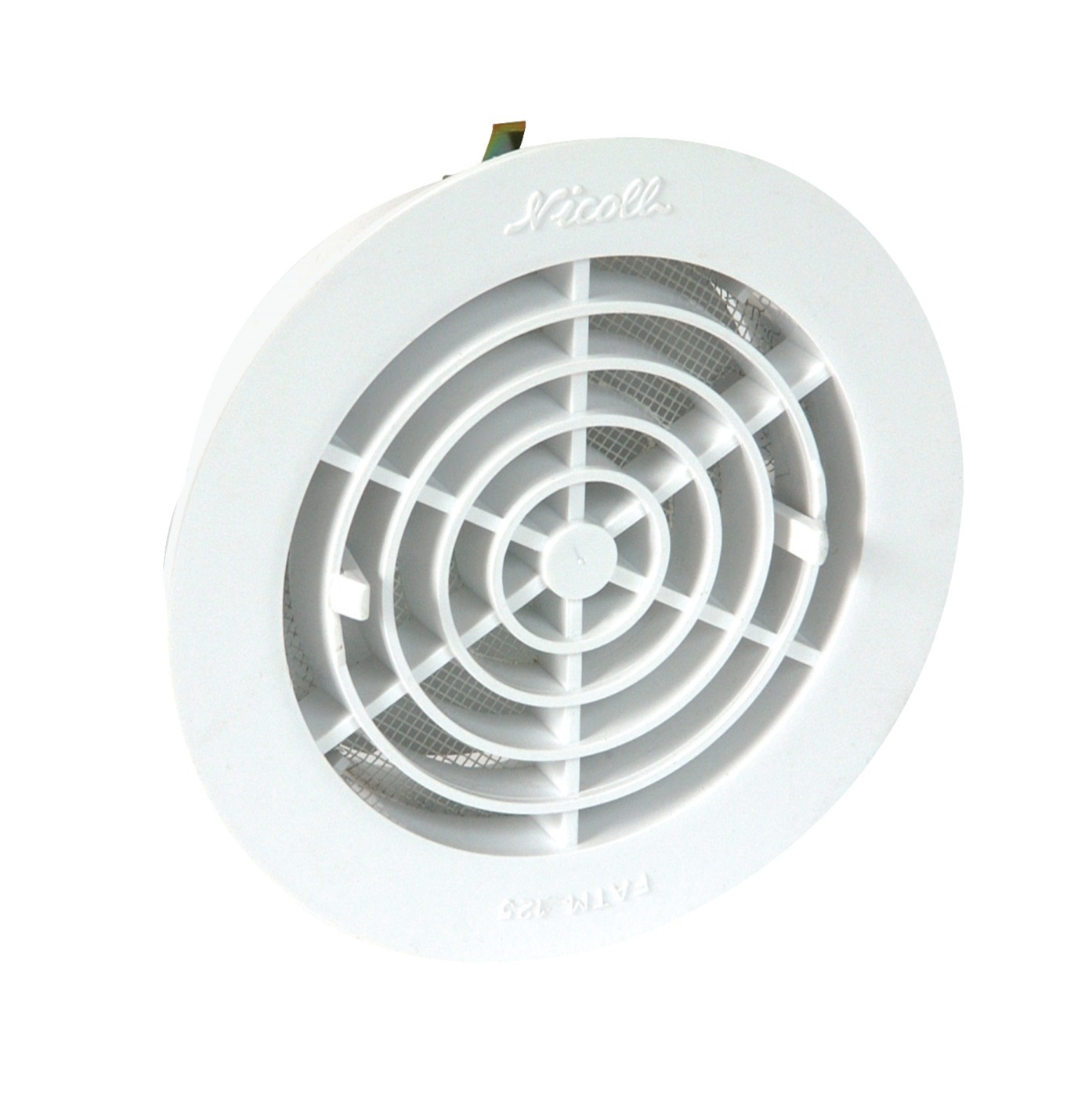 Grille de ventilation à encastrer aération intérieur à fermeture PVC D 125 mm blanc NICOLL 1FATM125