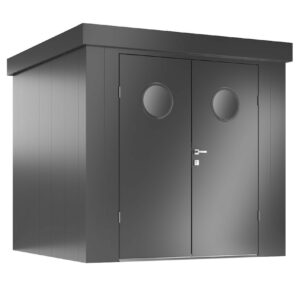 Abri de jardin avec hublots - taille L - Anthracite - 226x226x213 - acier