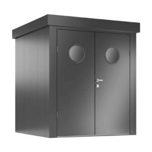 Abri de jardin avec hublots - taille M - Anthracite - 190x190x213 - acier