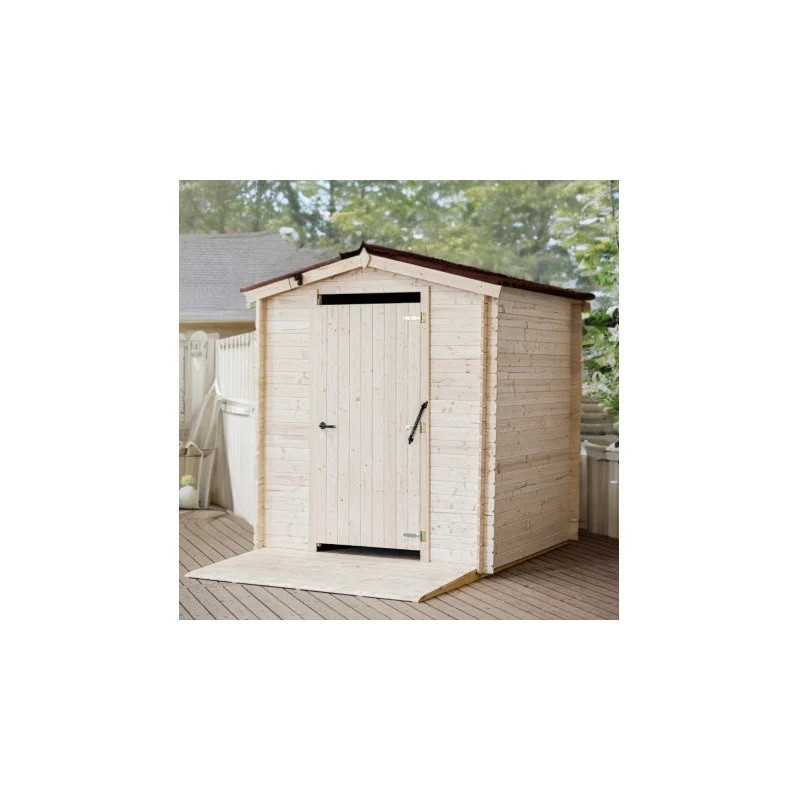 Abri Alpina - Toilette Sèche avec Plancher, Rampe d’Accès et Kit Accessoires - Adapté PMR - Toit Double Pente en Plaques Ondulée