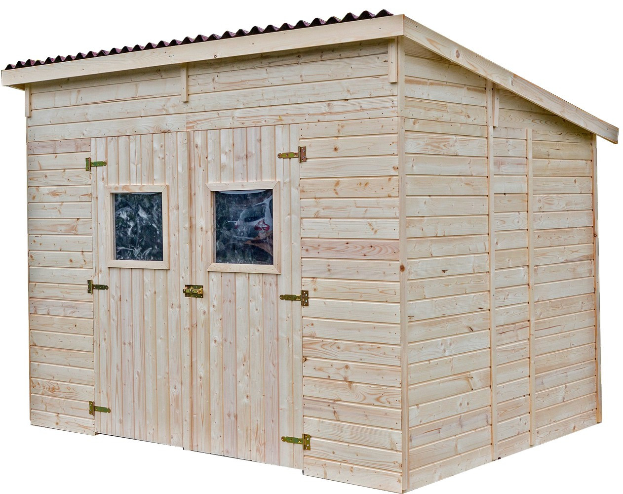 Abri Candela Mono Pente - Épicéa Massif 16 mm - Plaques Ondulées Bitumées - Sans Plancher