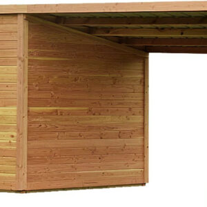Abri de jardin bois douglas avec bûcher 7,53 m² - madriers 28 mm - toit monopente acier