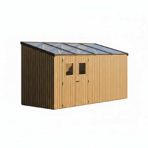 Abri de jardin bois thermochauffé monopente 8,87 m² - bardage 19 mm - kit photovoltaïque 2 kWc
