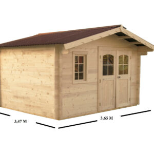 Abri de jardin Nancy épicéa 3,65 x 3,50 m - madriers 42 mm - 12,70 m²