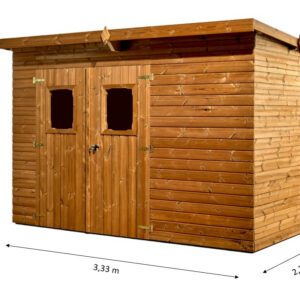 Abri de jardin Theora bois thermochauffé 3,30 x 2,20 m - panneaux 19 mm - 7,40 m²