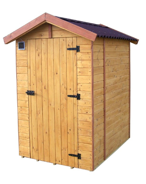 Abri Eden WC Double Pente - Épicéa Massif 16 mm - Plaques Ondulées Bitumées - Avec Plancher