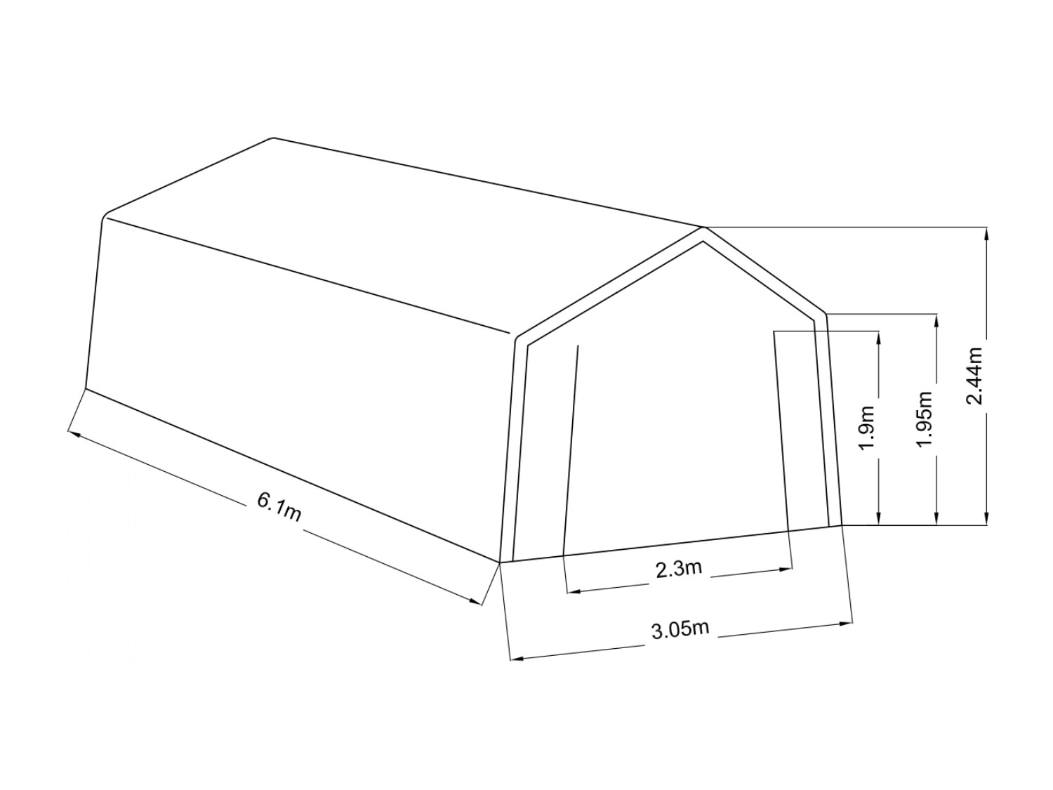 Abri en toile renforcée - 18,60 m² - Grand volume de stockage