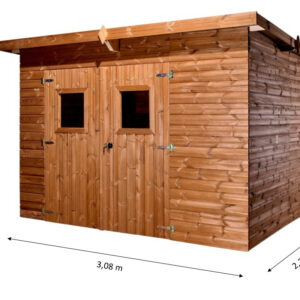 Abri Theora Mono Pente 6,78 m² - Bois Thermochauffé - Plaques Ondulées Bitumées - Sans Plancher