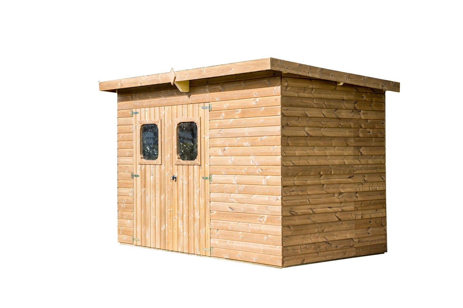 Abri Theora Mono Pente 7,33 m² - Bois Thermochauffé - Plaques Ondulées Bitumées - Sans Plancher