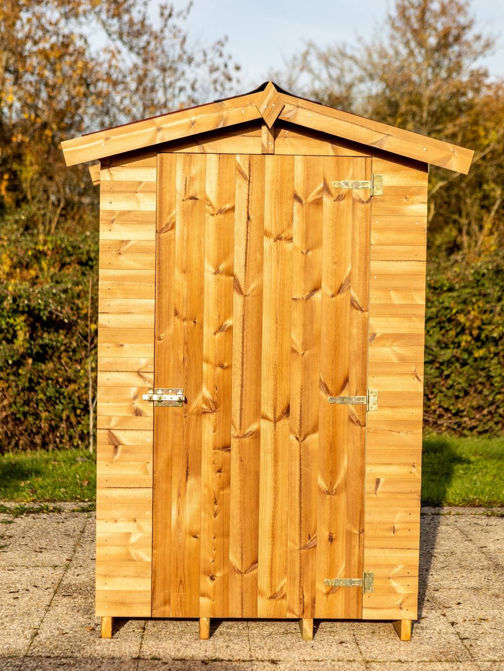 Abri Therma Double Pente 1,43 m² - Bois Thermochauffé - Plaques Ondulées Bitumées - Avec Plancher